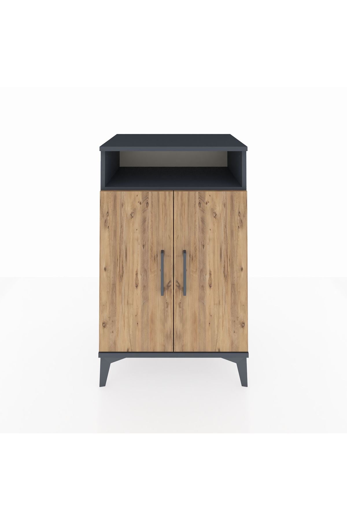 Hyperion Komodin 3 Raflı 2 Kapaklı 60x44x96 Antrasit-Çam