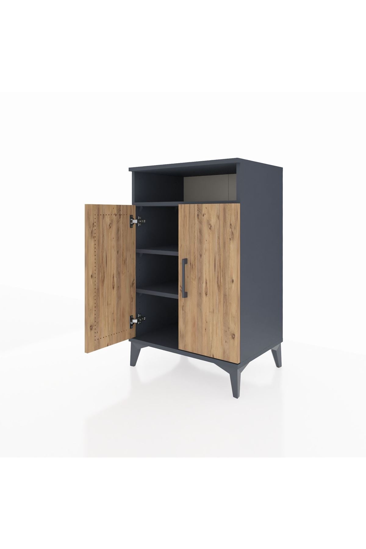 Hyperion Komodin 3 Raflı 2 Kapaklı 60x44x96 Antrasit-Çam