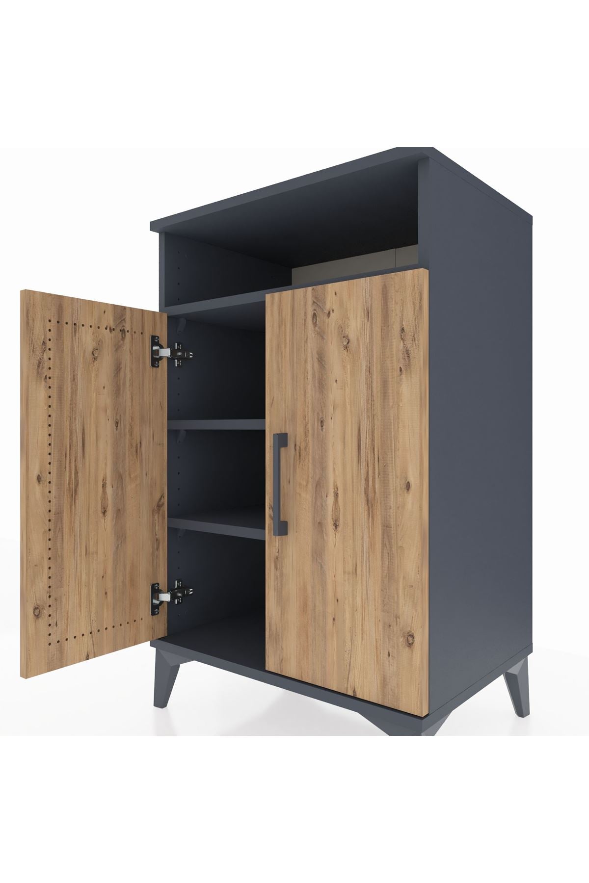 Hyperion Komodin 3 Raflı 2 Kapaklı 60x44x96 Antrasit-Çam