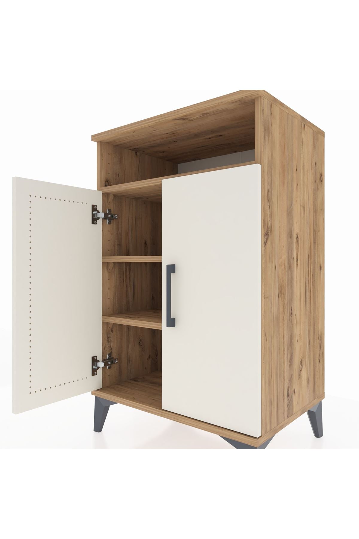 Hyperion Komodin 3 Raflı 2 Kapaklı 60x44x96 Çam-Aytaşı