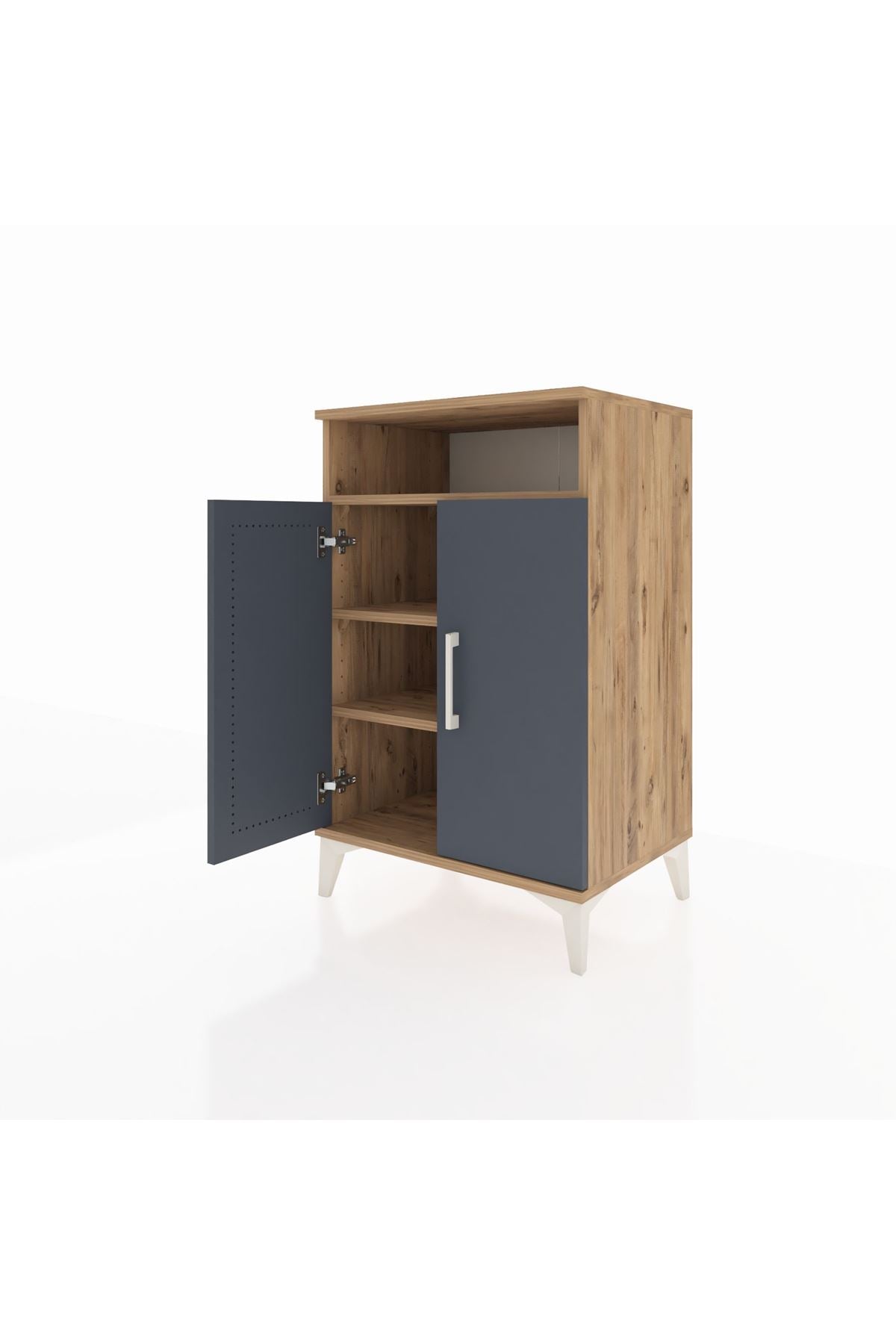 Hyperion Komodin 3 Raflı 2 Kapaklı 60x44x96 Çam-Antrasit