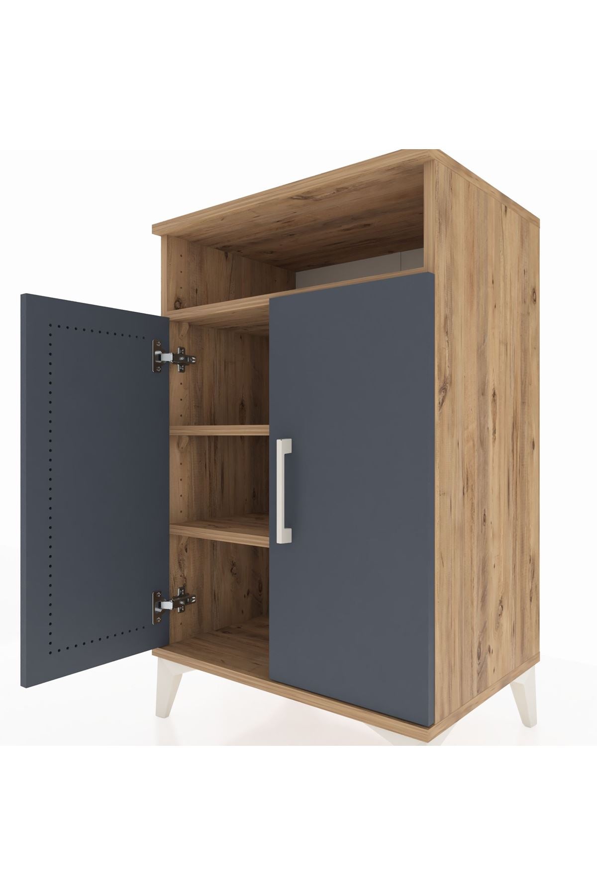 Hyperion Komodin 3 Raflı 2 Kapaklı 60x44x96 Çam-Antrasit