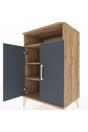 Hyperion Komodin 3 Raflı 2 Kapaklı 60x44x96 Çam-Antrasit