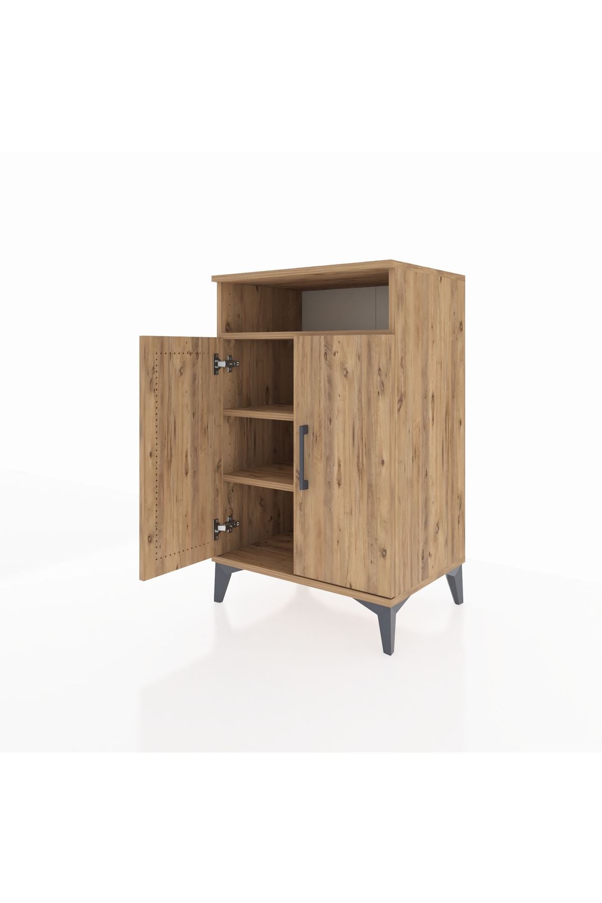 Hyperion Komodin 3 Raflı 2 Kapaklı 60x44x96 Çam-Çam