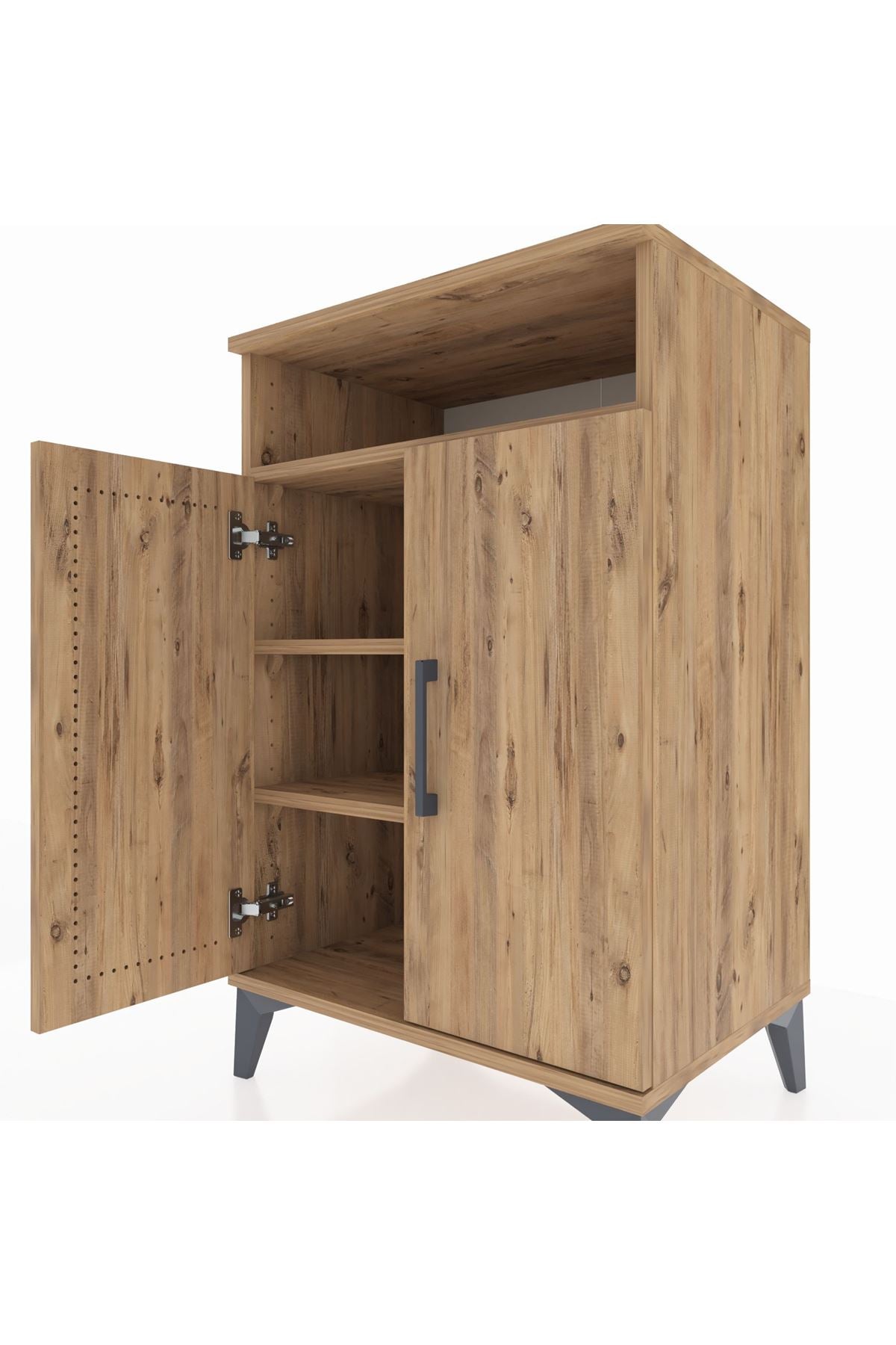 Hyperion Komodin 3 Raflı 2 Kapaklı 60x44x96 Çam-Çam