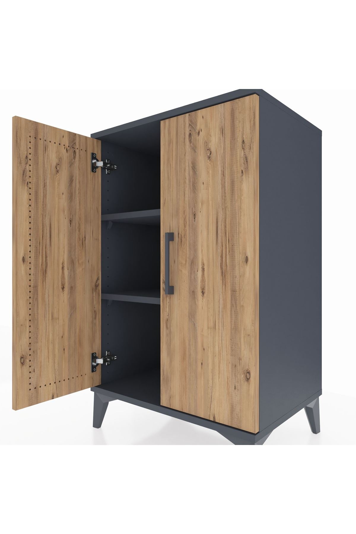 Hyperion Komodin 2 Raflı 2 Kapaklı 60x44x96 Antrasit-Çam