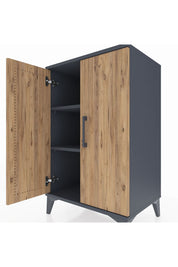 Hyperion Komodin 2 Raflı 2 Kapaklı 60x44x96 Antrasit-Çam