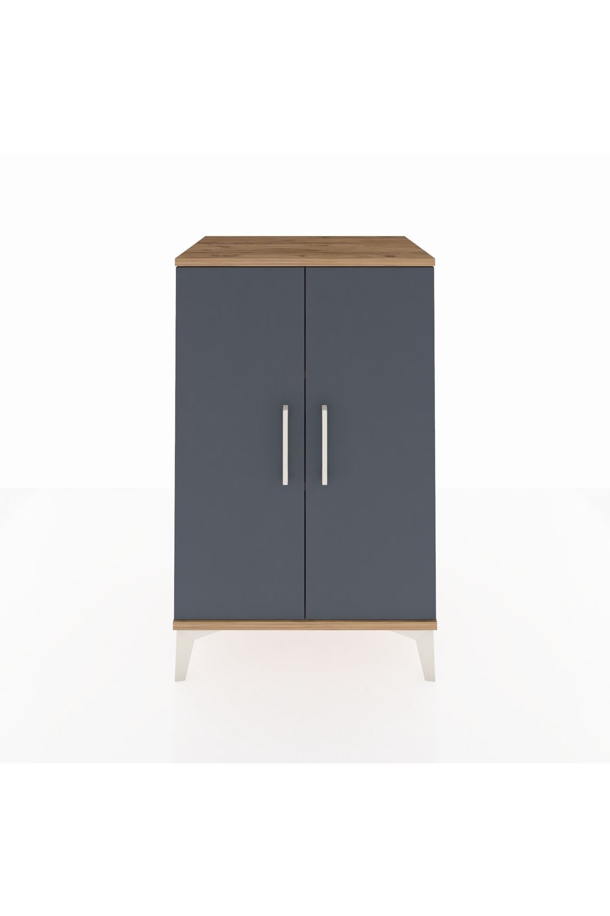 Hyperion Komodin 2 Raflı 2 Kapaklı 60x44x96 Çam-Antrasit