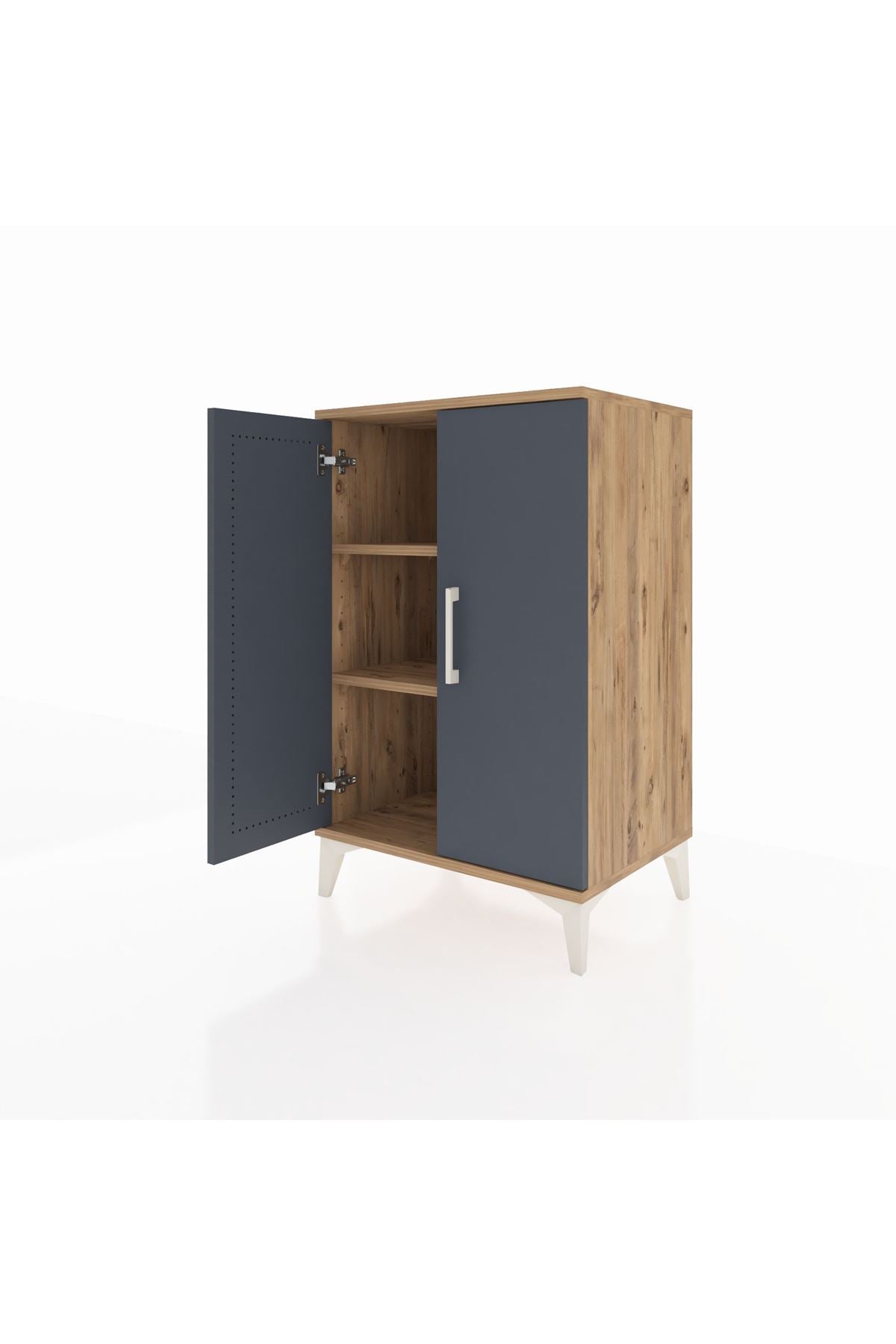 Hyperion Komodin 2 Raflı 2 Kapaklı 60x44x96 Çam-Antrasit