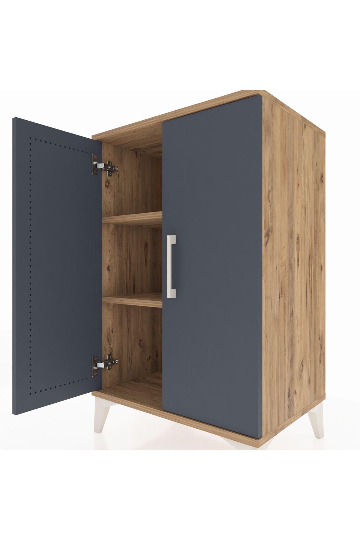 Hyperion Komodin 2 Raflı 2 Kapaklı 60x44x96 Çam-Antrasit