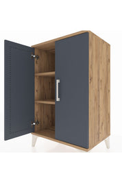 Hyperion Komodin 2 Raflı 2 Kapaklı 60x44x96 Çam-Antrasit