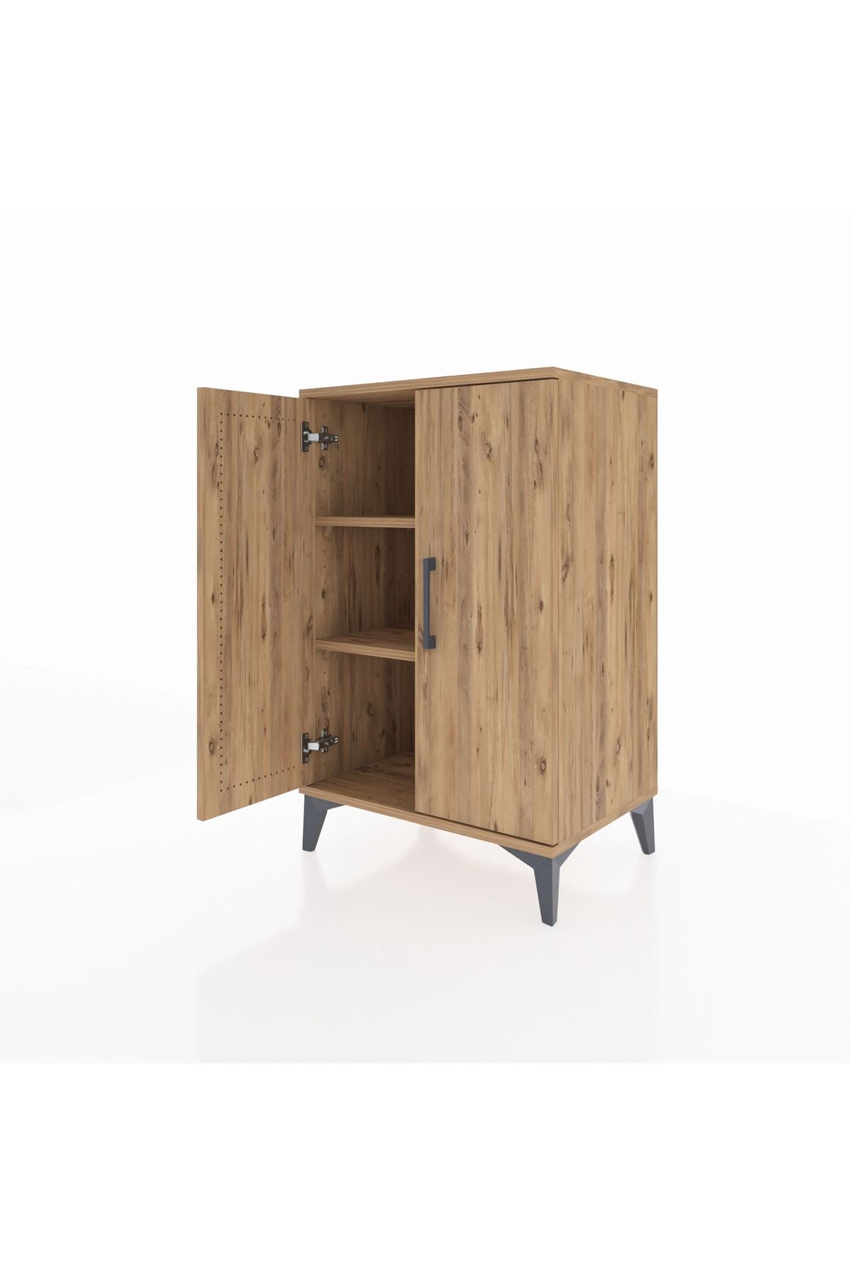 Hyperion Komodin 2 Raflı 2 Kapaklı 60x44x96 Çam-Çam