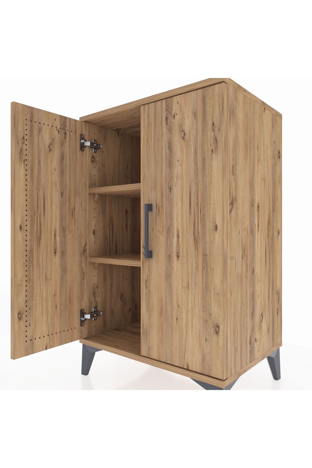 Hyperion Komodin 2 Raflı 2 Kapaklı 60x44x96 Çam-Çam