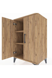 Hyperion Komodin 2 Raflı 2 Kapaklı 60x44x96 Çam-Çam