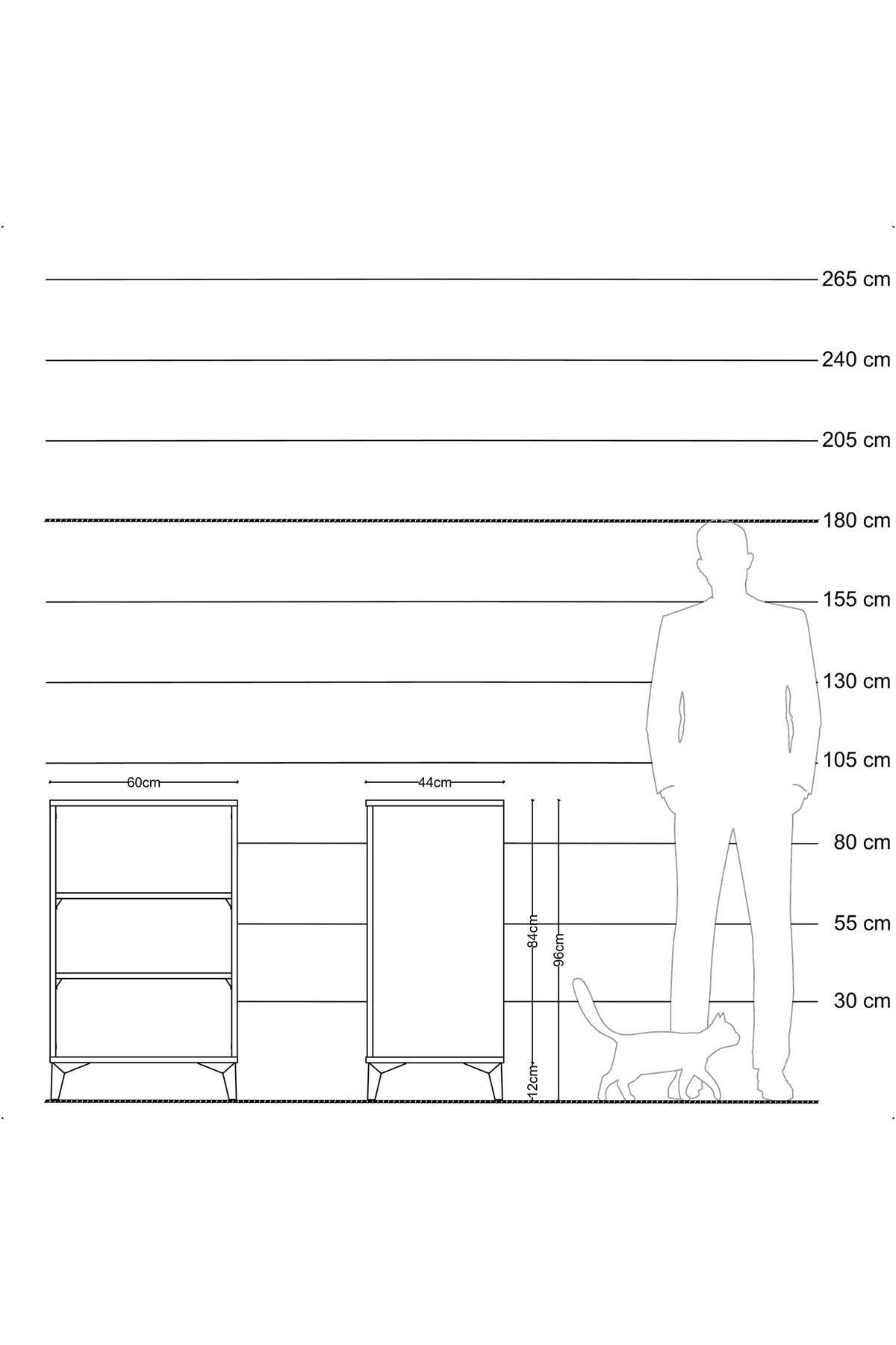 Hyperion Komodin 2 Raflı 60x44x96 Çam-Çam