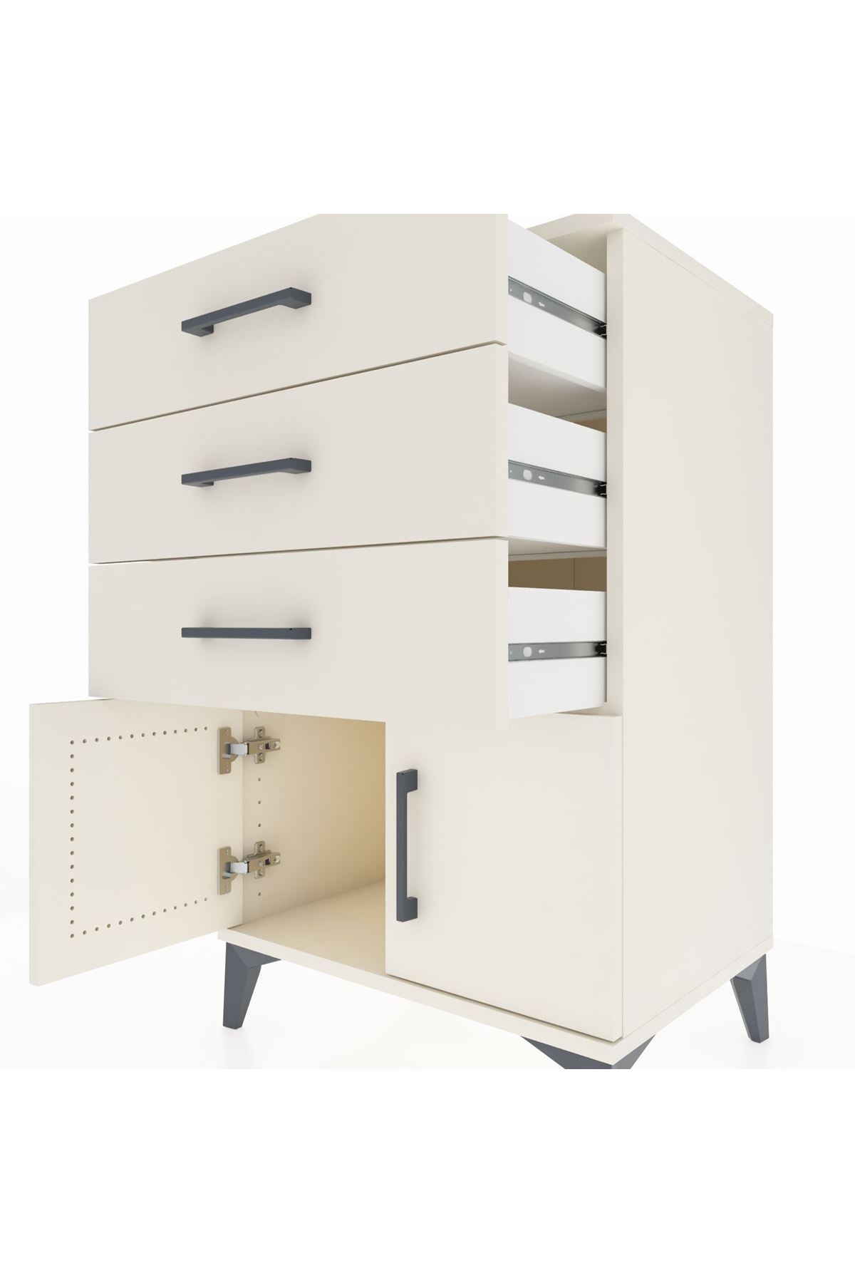 Hyperion Komodin 3 Çekmeceli 2 Kapaklı 60x44x96 Aytaşı-Aytaşı
