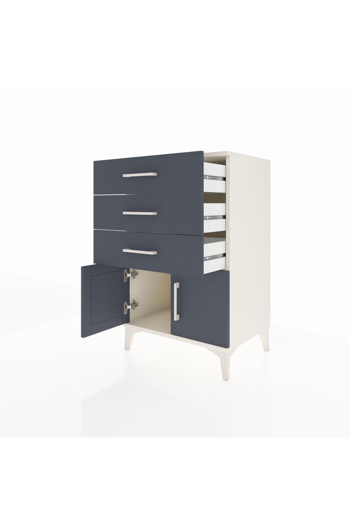 Hyperion Komodin 3 Çekmeceli 2 Kapaklı 60x44x96 Aytaşı-Antrasit