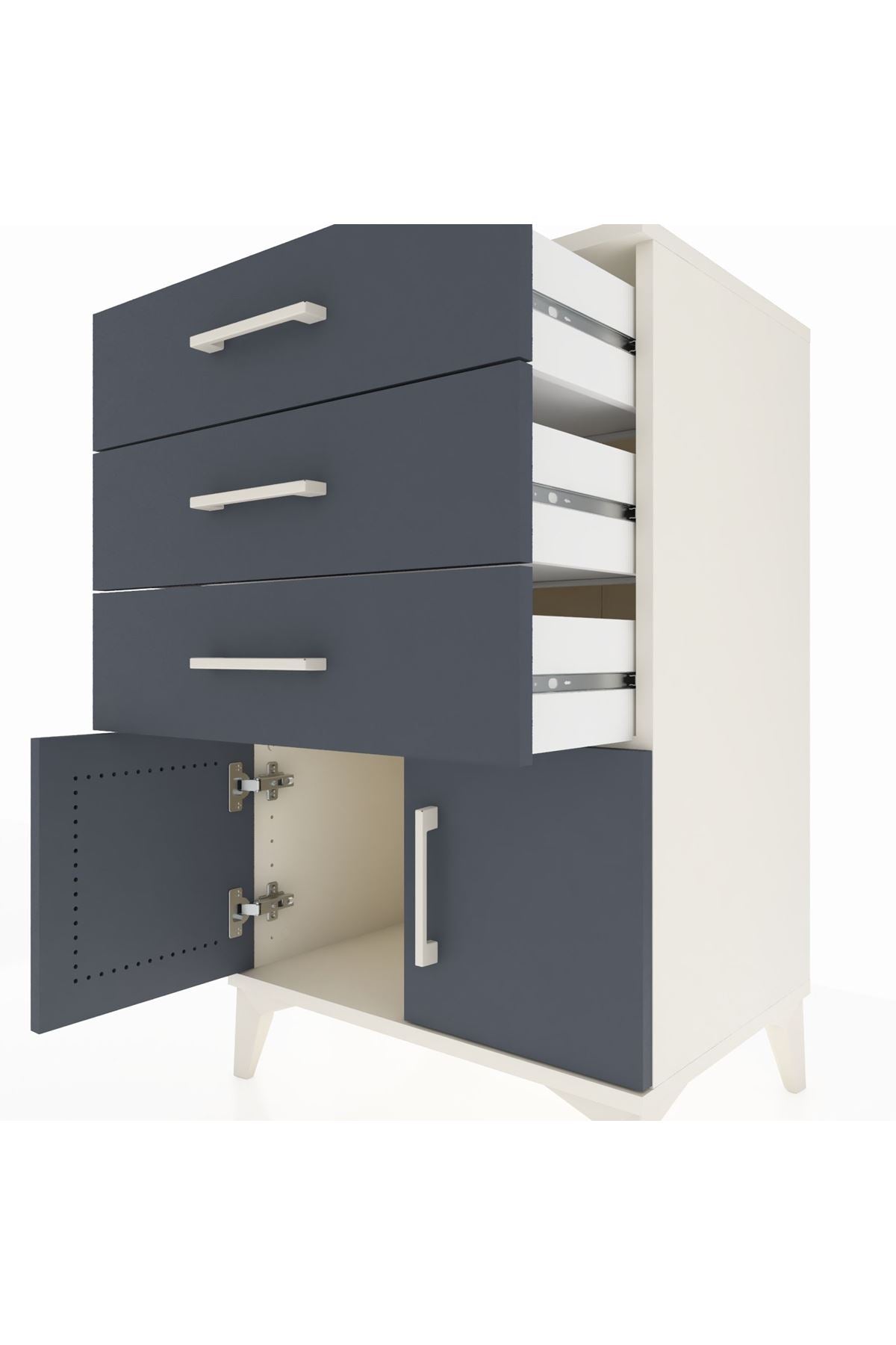 Hyperion Komodin 3 Çekmeceli 2 Kapaklı 60x44x96 Aytaşı-Antrasit