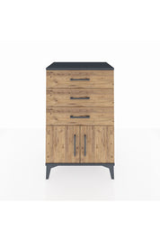 Hyperion Komodin 3 Çekmeceli 2 Kapaklı 60x44x96 Antrasit-Çam