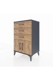 Hyperion Komodin 3 Çekmeceli 2 Kapaklı 60x44x96 Antrasit-Çam