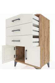 Hyperion Komodin 3 Çekmeceli 2 Kapaklı 60x44x96 Çam-Aytaşı