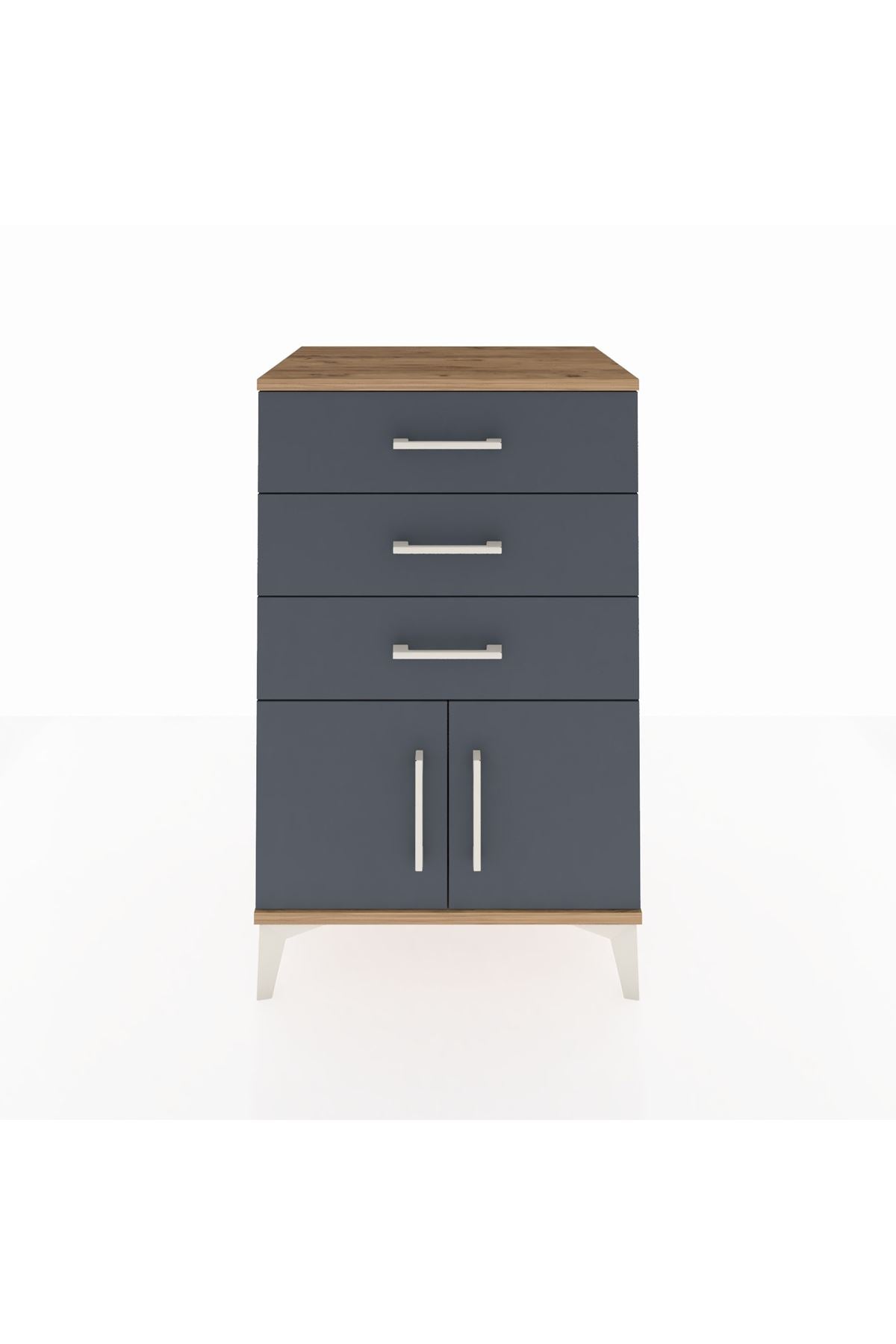 Hyperion Komodin 3 Çekmeceli 2 Kapaklı 60x44x96 Çam-Antrasit