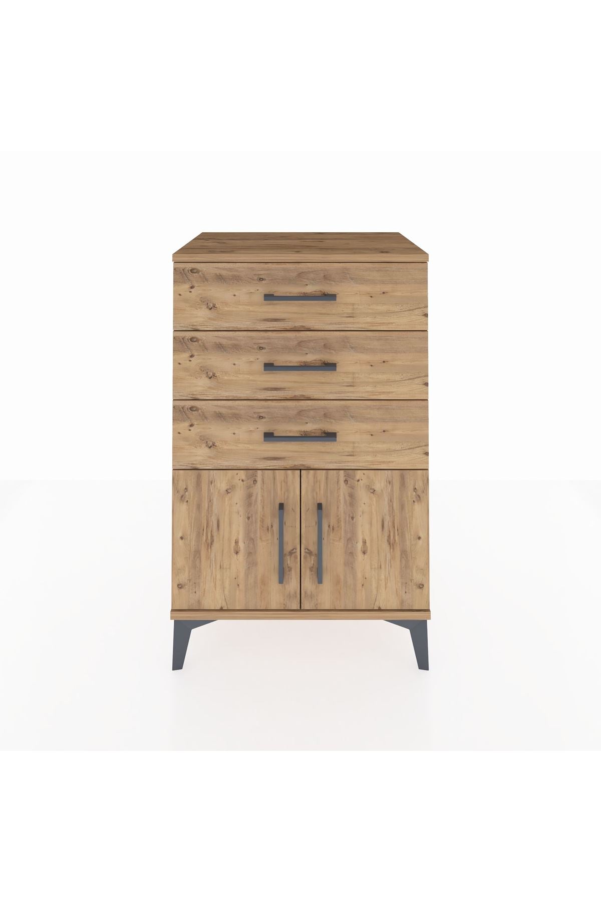 Hyperion Komodin 3 Çekmeceli 2 Kapaklı 60x44x96 Çam-Çam