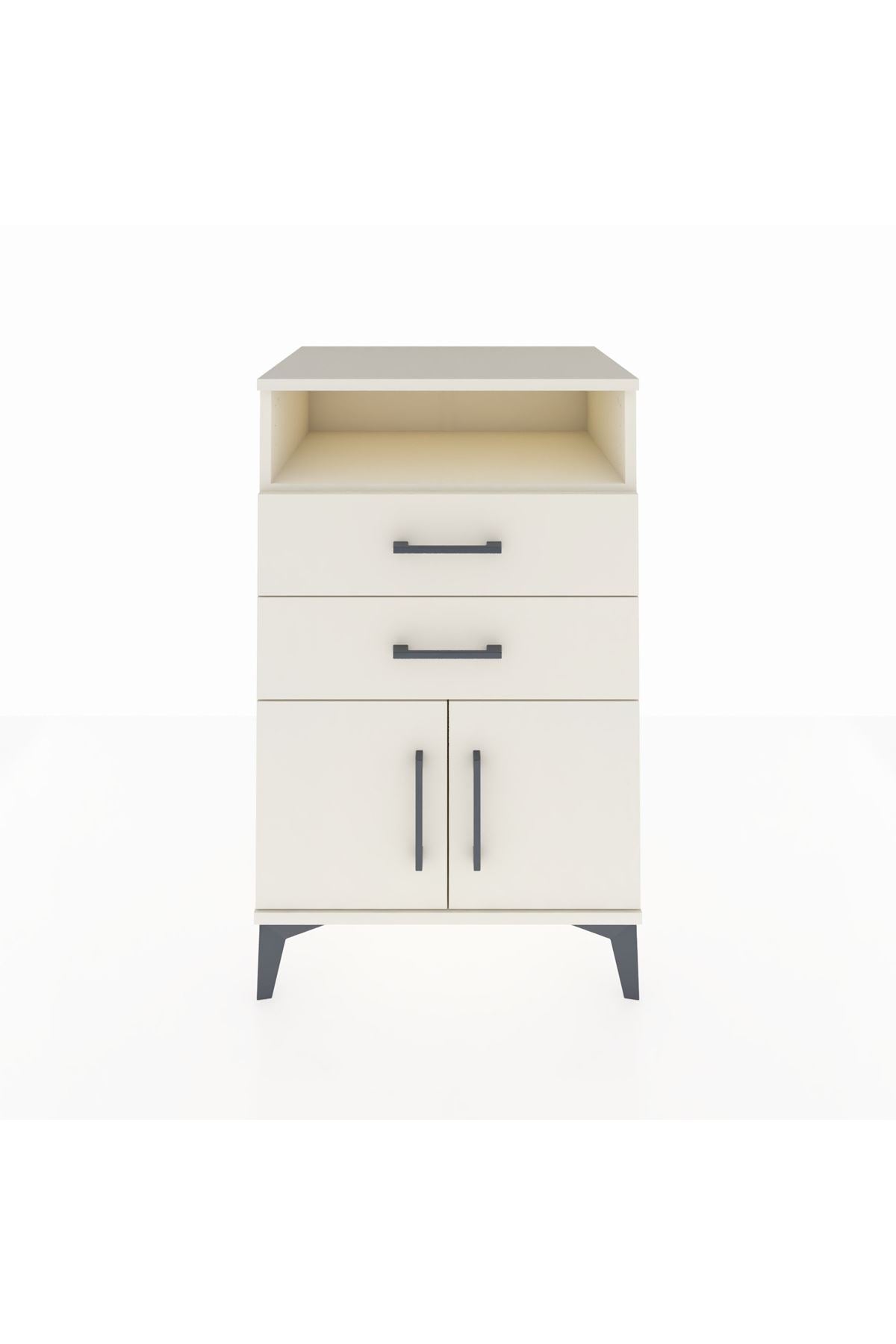 Hyperion Komodin Tek Raflı 2 Çekmeceli 2 Kapaklı 60x44x96 Aytaşı-Aytaşı