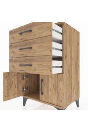 Hyperion Komodin 3 Çekmeceli 2 Kapaklı 60x44x96 Çam-Çam