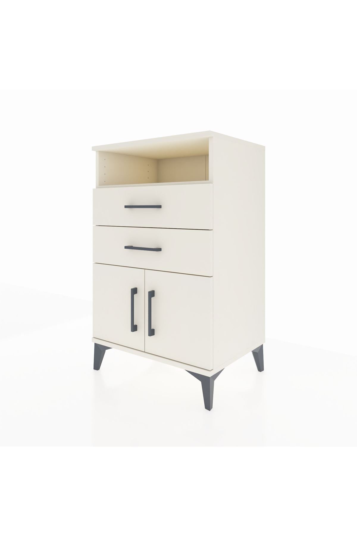 Hyperion Komodin Tek Raflı 2 Çekmeceli 2 Kapaklı 60x44x96 Aytaşı-Aytaşı