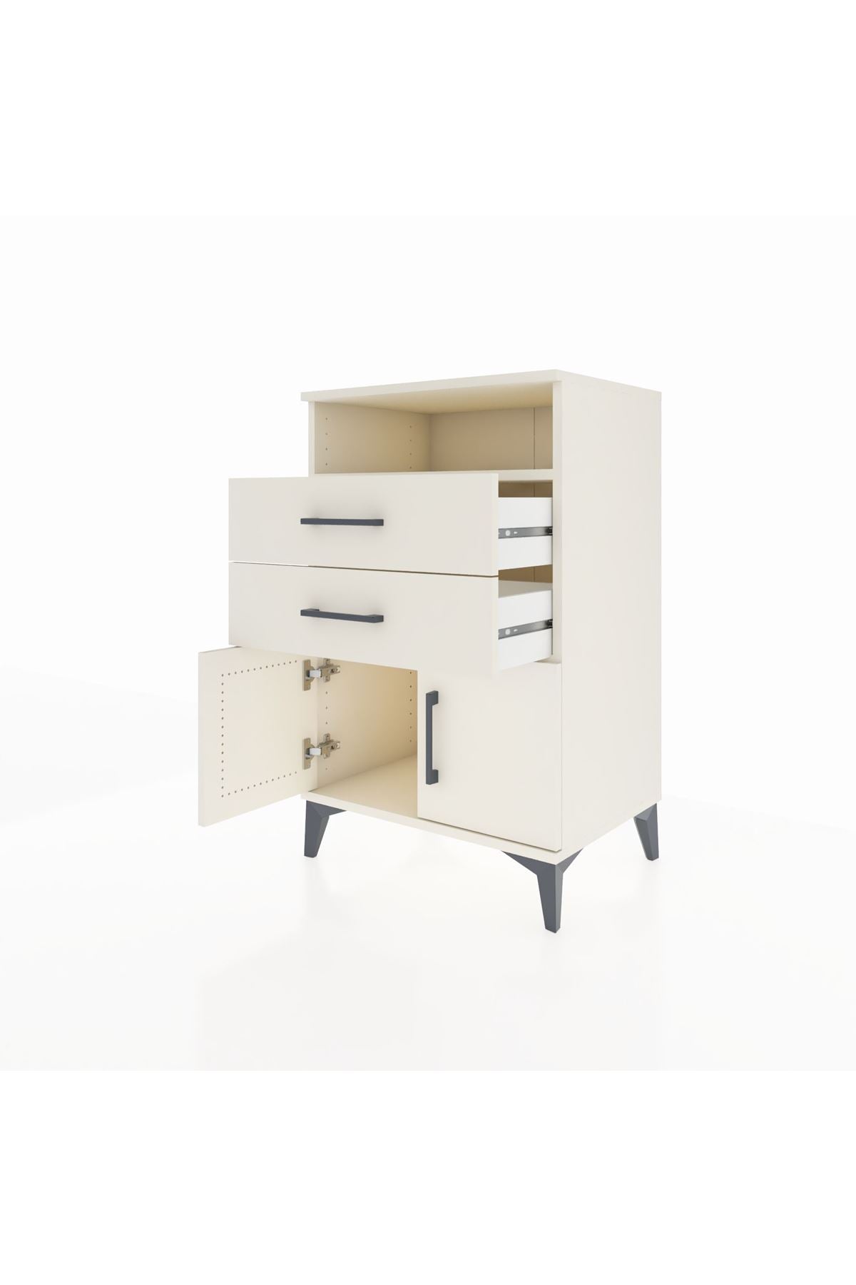 Hyperion Komodin Tek Raflı 2 Çekmeceli 2 Kapaklı 60x44x96 Aytaşı-Aytaşı