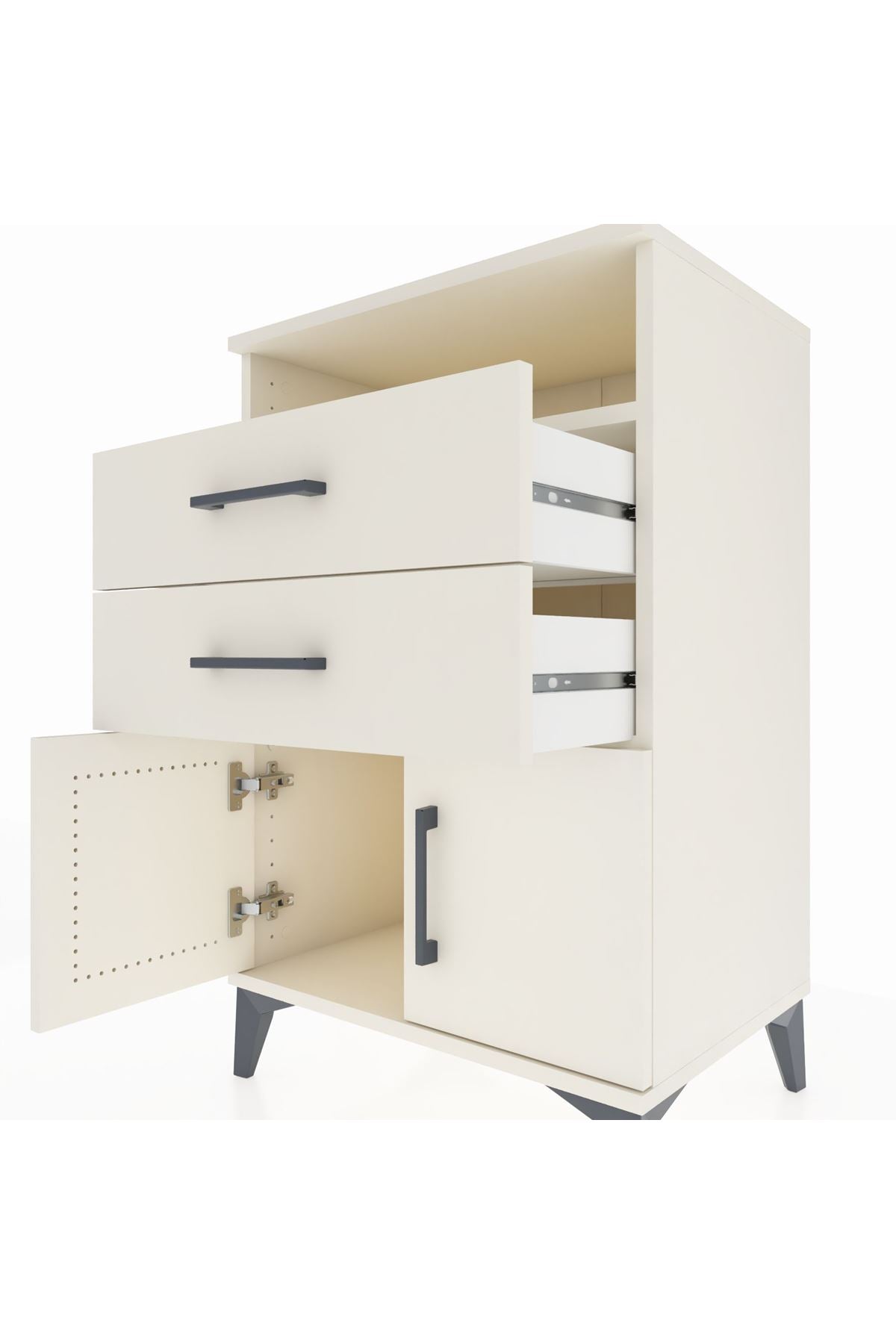 Hyperion Komodin Tek Raflı 2 Çekmeceli 2 Kapaklı 60x44x96 Aytaşı-Aytaşı