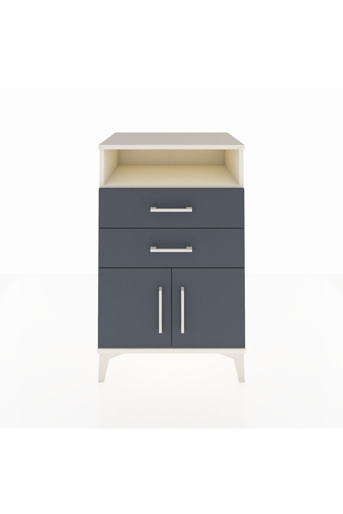 Hyperion Komodin Tek Raflı 2 Çekmeceli 2 Kapaklı 60x44x96 Aytaşı-Antrasit