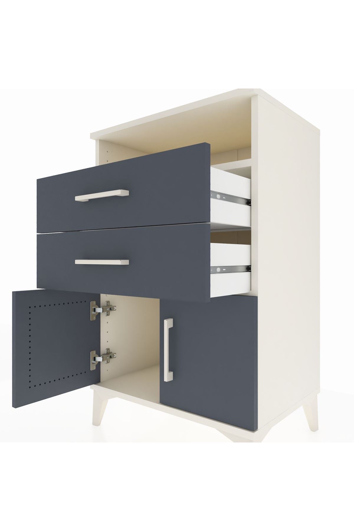 Hyperion Komodin Tek Raflı 2 Çekmeceli 2 Kapaklı 60x44x96 Aytaşı-Antrasit