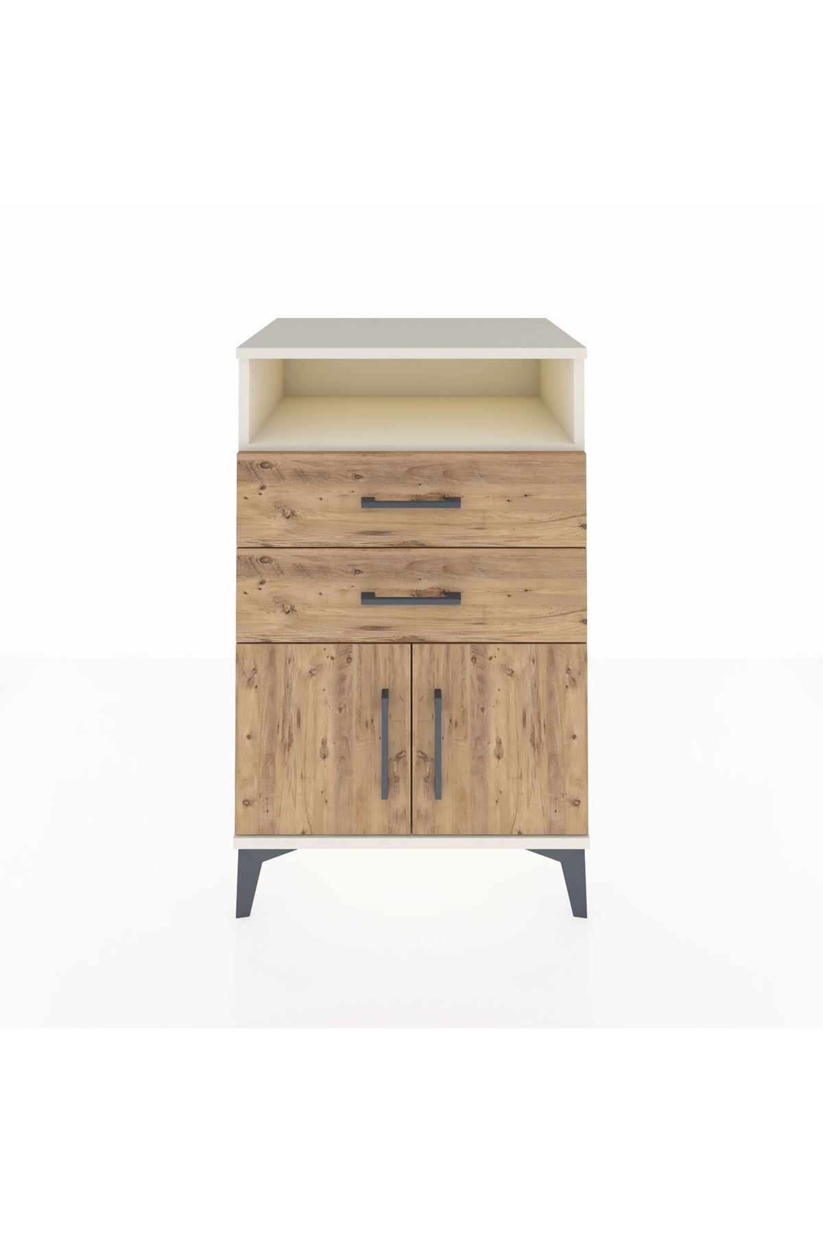 Hyperion Komodin Tek Raflı 2 Çekmeceli 2 Kapaklı 60x44x96 Aytaşı-Çam