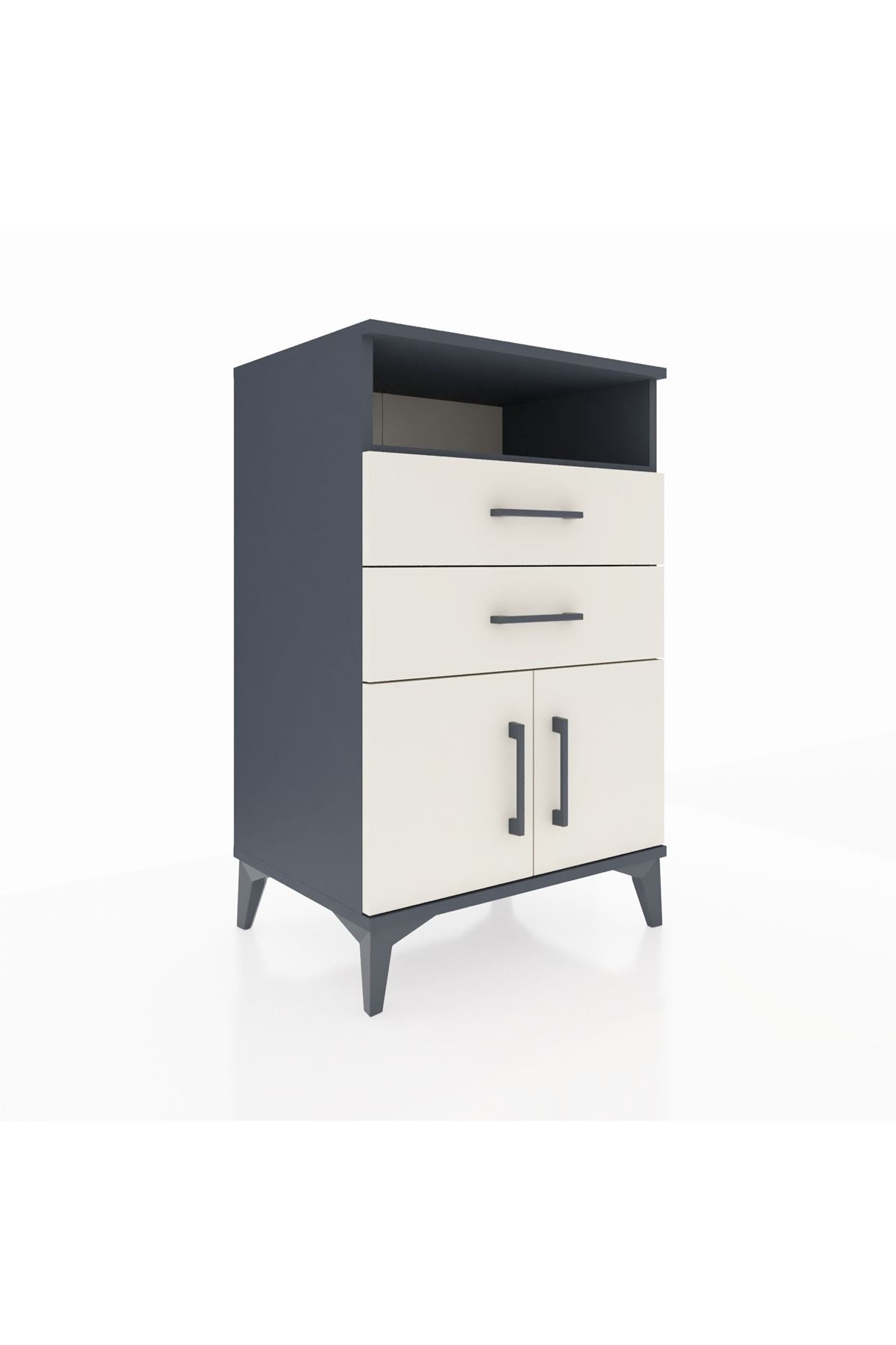 Hyperion Komodin Tek Raflı 2 Çekmeceli 2 Kapaklı 60x44x96 Antrasit-Aytaşı