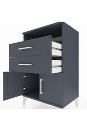 Hyperion Komodin Tek Raflı 2 Çekmeceli 2 Kapaklı 60x44x96 Antrasit-Antrasit