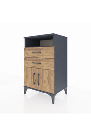 Hyperion Komodin Tek Raflı 2 Çekmeceli 2 Kapaklı 60x44x96 Antrasit-Çam
