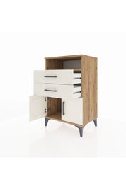 Hyperion Komodin Tek Raflı 2 Çekmeceli 2 Kapaklı 60x44x96 Çam-Aytaşı