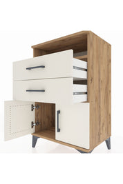 Hyperion Komodin Tek Raflı 2 Çekmeceli 2 Kapaklı 60x44x96 Çam-Aytaşı