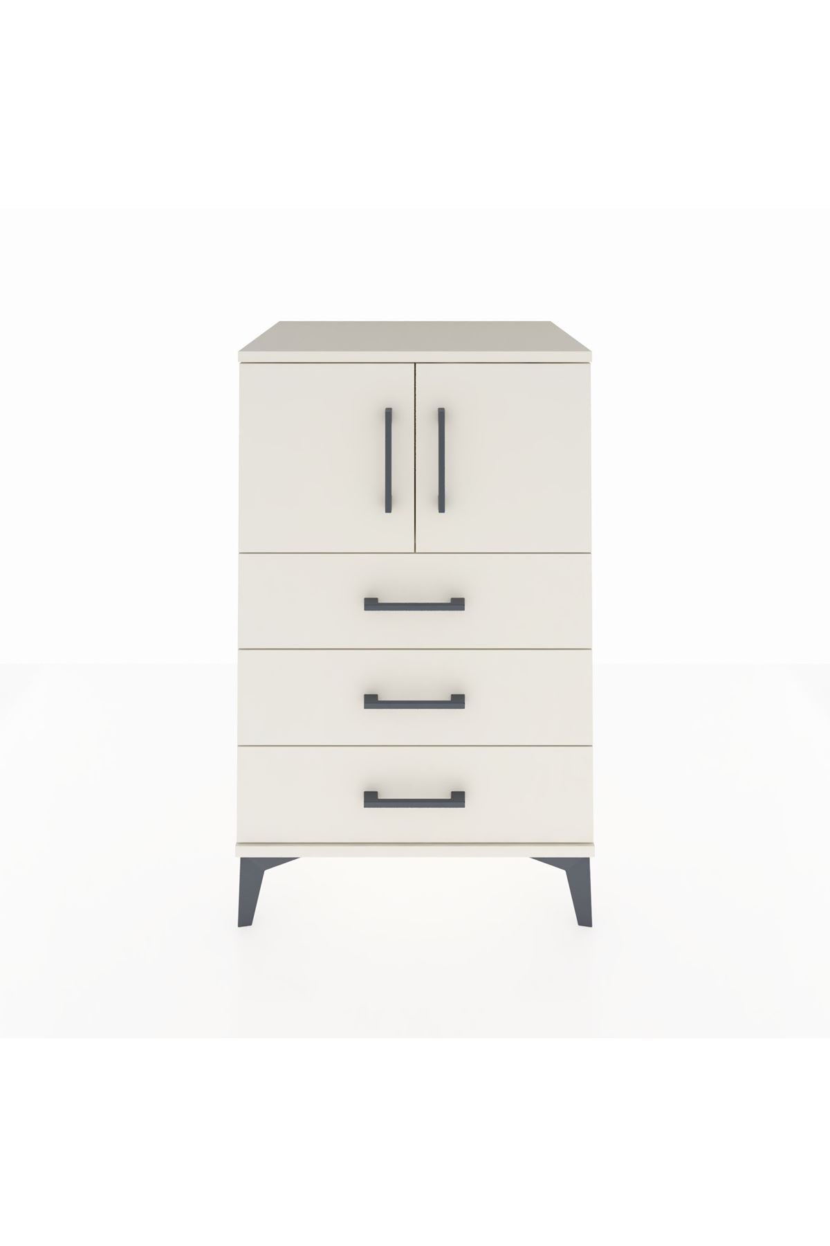 Hyperion Komodin Tek Raflı 3 Çekmeceli 2 Kapaklı 60x44x96 Aytaşı-Aytaşı