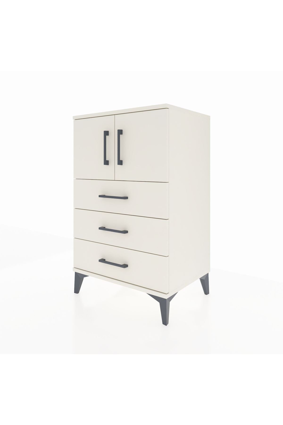 Hyperion Komodin Tek Raflı 3 Çekmeceli 2 Kapaklı 60x44x96 Aytaşı-Aytaşı