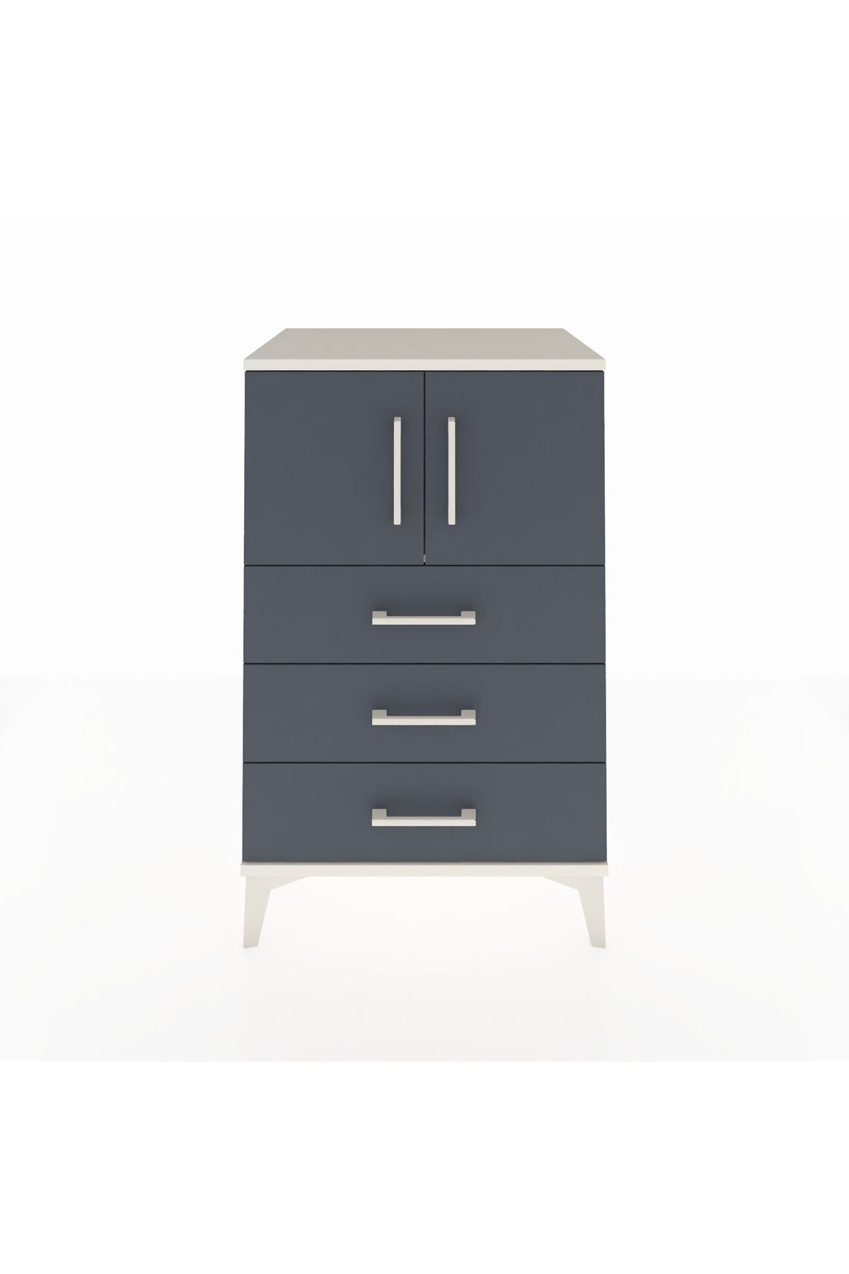 Hyperion Komodin Tek Raflı 3 Çekmeceli 2 Kapaklı 60x44x96 Aytaşı-Antrasit