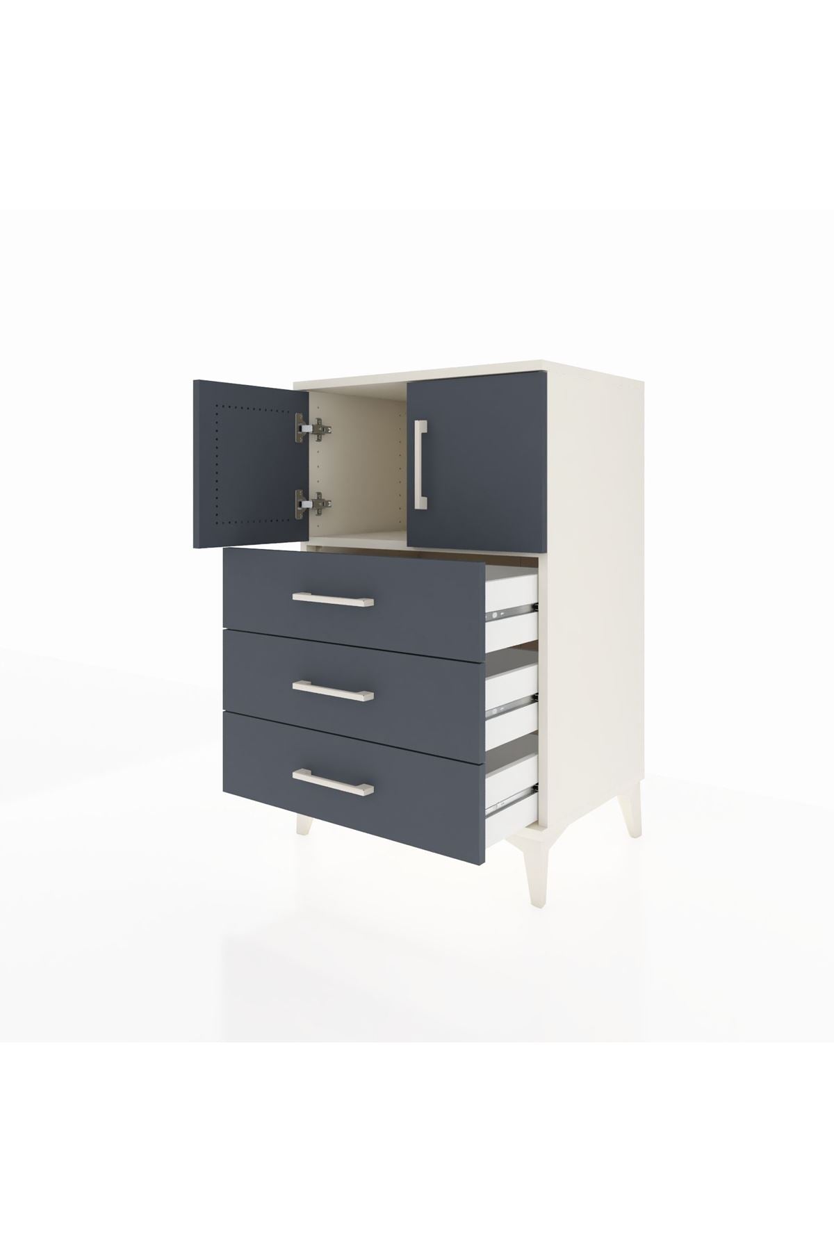 Hyperion Komodin Tek Raflı 3 Çekmeceli 2 Kapaklı 60x44x96 Aytaşı-Antrasit