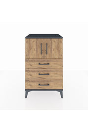 Hyperion Komodin Tek Raflı 3 Çekmeceli 2 Kapaklı 60x44x96 Antrasit-Çam