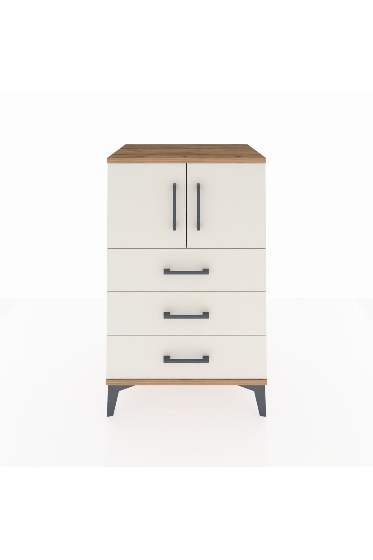 Hyperion Komodin Tek Raflı 3 Çekmeceli 2 Kapaklı 60x44x96 Çam-Aytaşı