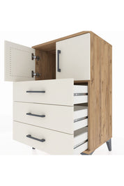 Hyperion Komodin Tek Raflı 3 Çekmeceli 2 Kapaklı 60x44x96 Çam-Aytaşı