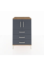 Hyperion Komodin Tek Raflı 3 Çekmeceli 2 Kapaklı 60x44x96 Çam-Antrasit