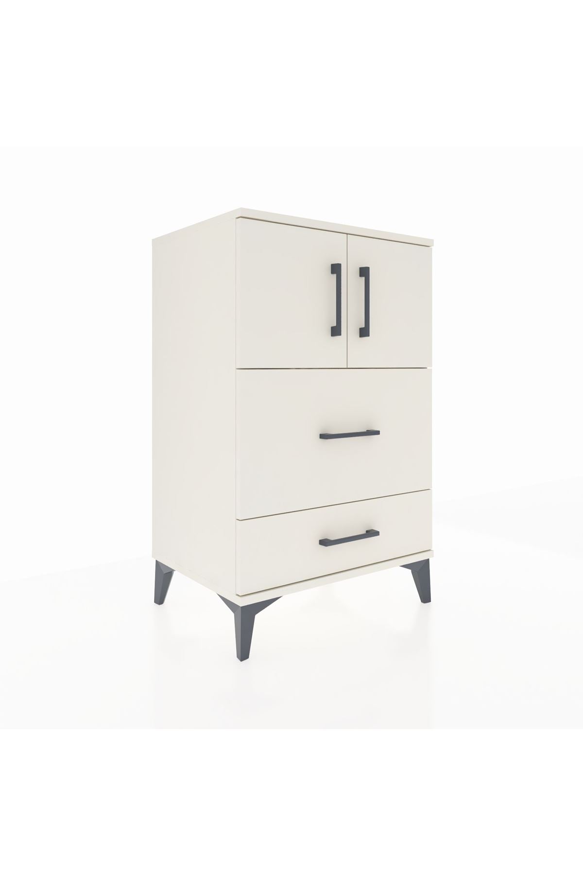 Hyperion Komodin Tek Raflı 2 Çekmeceli 2 Kapaklı 60x44x96 Aytaşı-Aytaşı