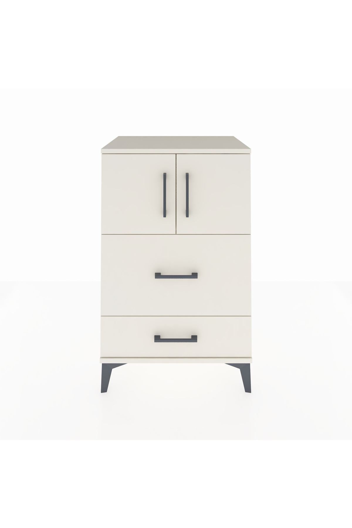 Hyperion Komodin Tek Raflı 2 Çekmeceli 2 Kapaklı 60x44x96 Aytaşı-Aytaşı